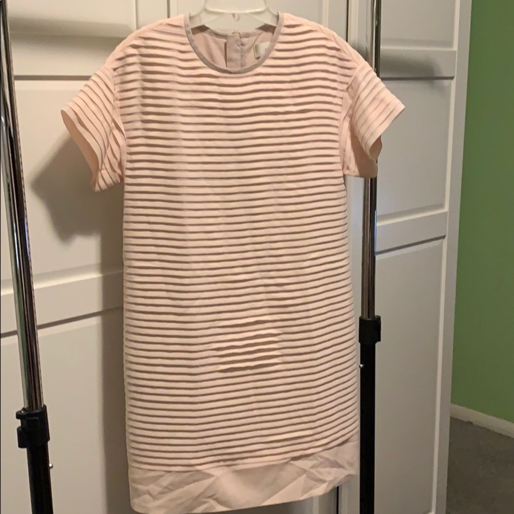 Jcrew pink ruffled short sleeve shift dress